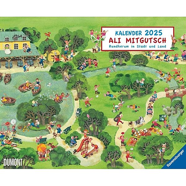 DUMONT - Ali Mitgutsch 2025 Wandkalender, 52x42,5cm, Wimmelbilder für Kinder im Querformat, Rundherum in Stadt und Land