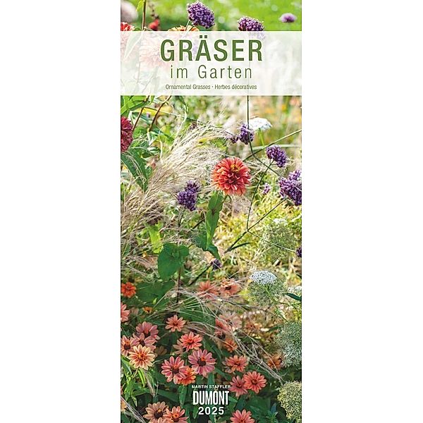 DUMONT - Gräser im Garten 2025 Wandkalender, 30x70cm, Gartenkalender mit beeindruckenden Fotografien aus dem Garten, mit Spiralbindung