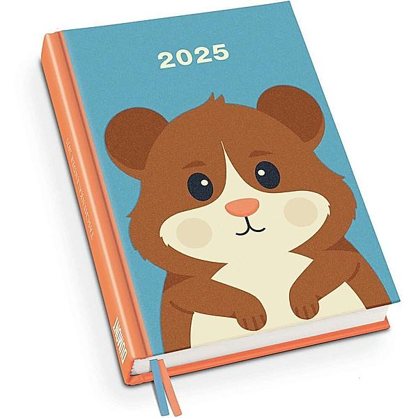 DUMONT - Hamster 2025 Taschenkalender, 11,3x16,3cm, Terminplaner mit Tier-Illustration von Dawid Ryski, Planer mit Wochenkalendarium und zwei Lesebändchen