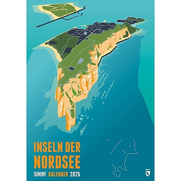 DUMONT - Inseln der Nordsee 2025 Wandkalender, 29,7x42cm, Kalender mit aussergewöhnlich gestalteten Karten von Marmota Maps, Nordseeinseln einmal anders
