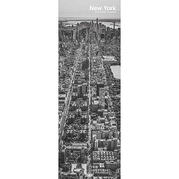 DUMONT - New York 2025 Fotokalender, 34x98cm, Wandkalender mit zwölf faszinierenden Stadtporträts in Schwarz-Weiß, fotografiert von Christian Popkes, internationales Kalendarium