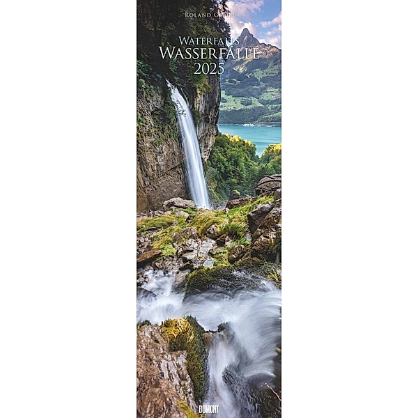 DUMONT - Wasserfälle 2025 Wandkalender, 34x98cm, Fotokunst-Kalender mit faszinierenden Wasserfällen, zwölf perfekte Bildinszenierungen mit unglaublicher Dynamik