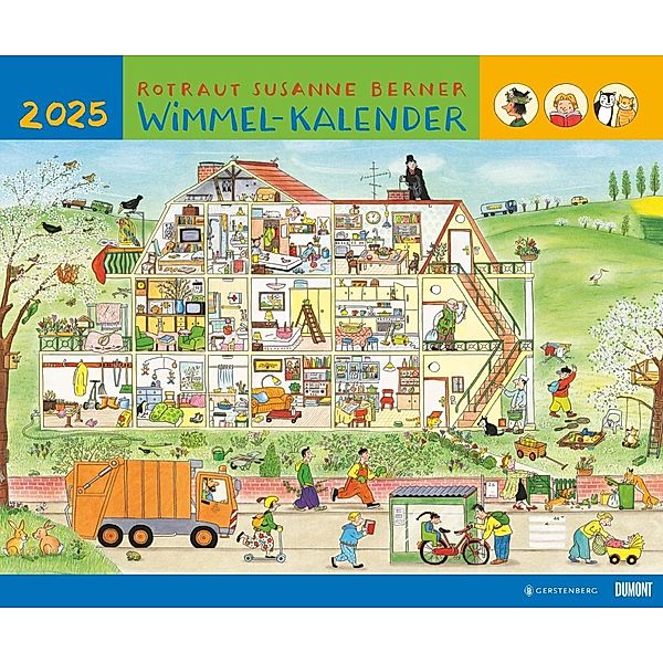 DUMONT - Wimmel-Kalender 2025 Wandkalender, 60x50cm, Kinderkalender mit schönen Abbildungen, mit Illustrationen von R.S. Berner