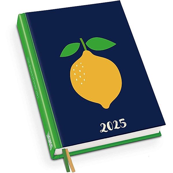 DUMONT - Zitrone 2025 Taschenkalender, 11,3x16,3cm, Terminplaner mit zwei Lesebändchen und vielen nützlichen Sonderseiten, deutsches Kalendarium