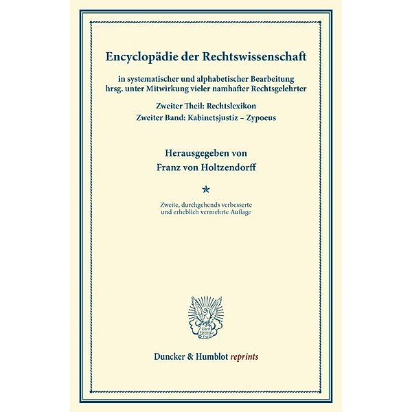Duncker & Humblot reprints / Encyclopädie der Rechtswissenschaft
