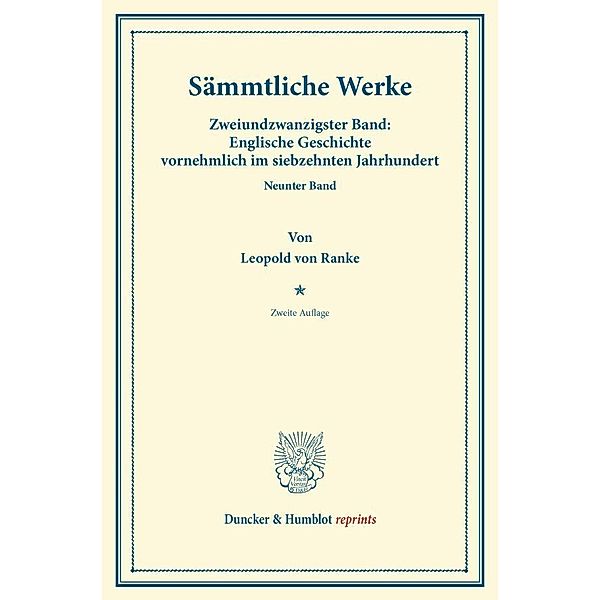 Duncker & Humblot reprints / Sämmtliche Werke., Leopold von Ranke