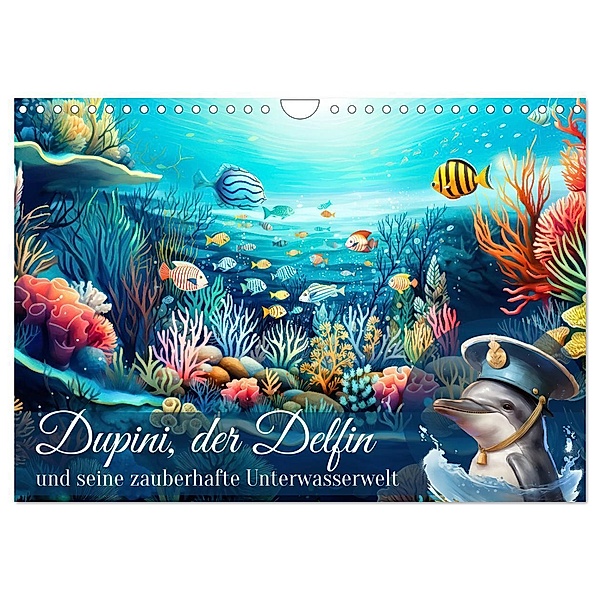 Dupini, der Delfin, und seine zauberhafte Unterwasserwelt (Wandkalender 2024 DIN A4 quer), CALVENDO Monatskalender, Sabine Löwer