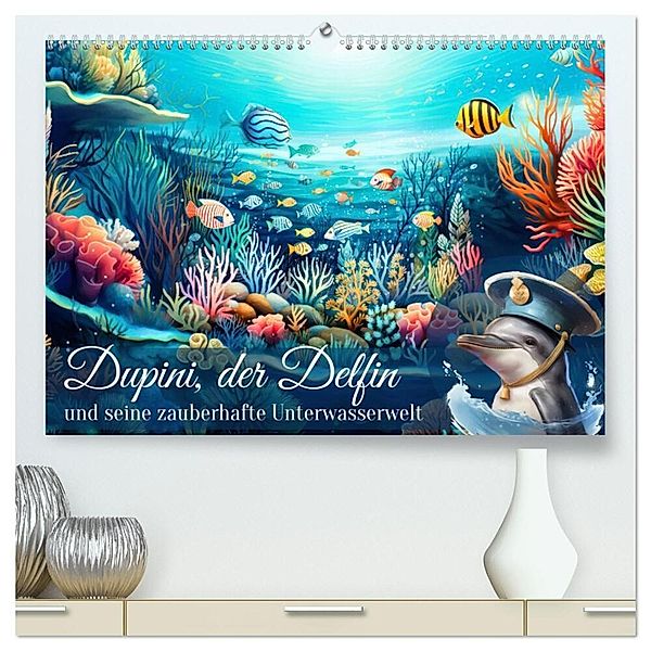 Dupini, der Delfin, und seine zauberhafte Unterwasserwelt (hochwertiger Premium Wandkalender 2025 DIN A2 quer), Kunstdruck in Hochglanz, Calvendo, Sabine Löwer