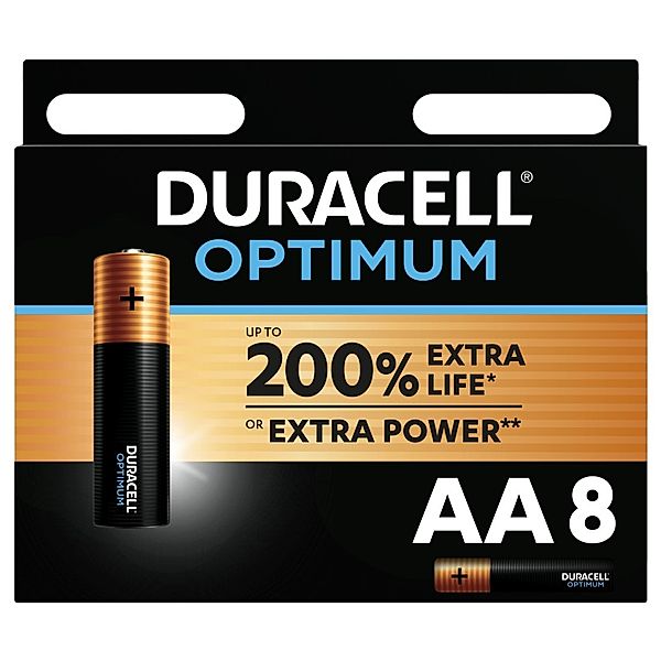 Duracell Batterie Optimum, AA Mignon, 8er-Pack