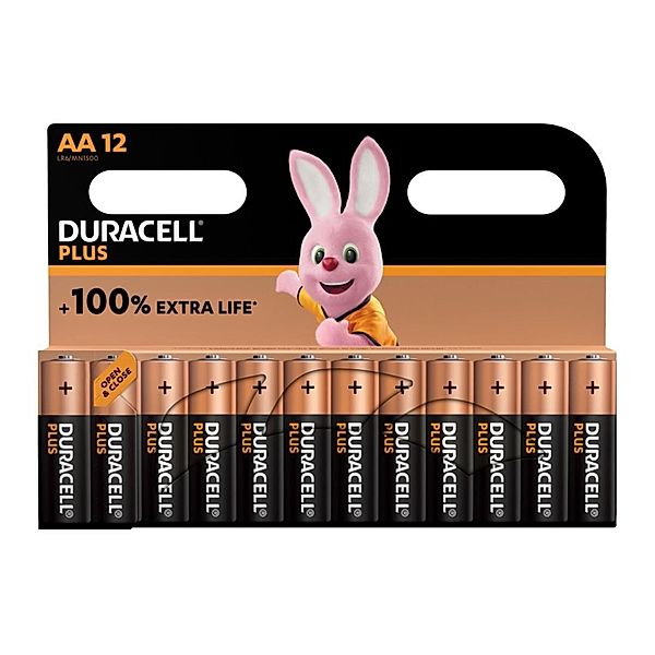 Duracell Batterie Plus, AA Mignon, 12er-Pack