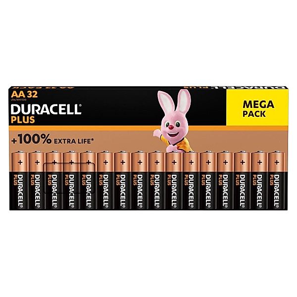 Duracell Batterie Plus, AA Mignon, 32er-Pack