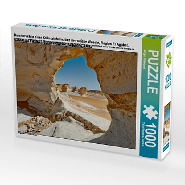 Durchbruch in einer Kalksteinformation der weisse Wueste, Region El Agabat, nahe Oase Farafra, Libysche Wueste, Aegypten, Jürgen Ritterbach