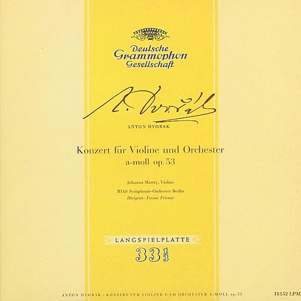 Dvorak: Konzert Für Violine Und Orchester (180 G) (Vinyl), Johanna Martzy