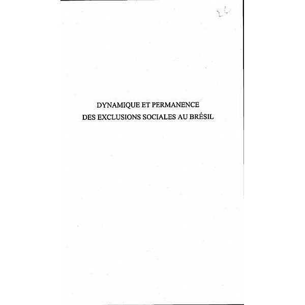 Dynamique et permanence des exclusions s / Hors-collection, Dias David Mauricio