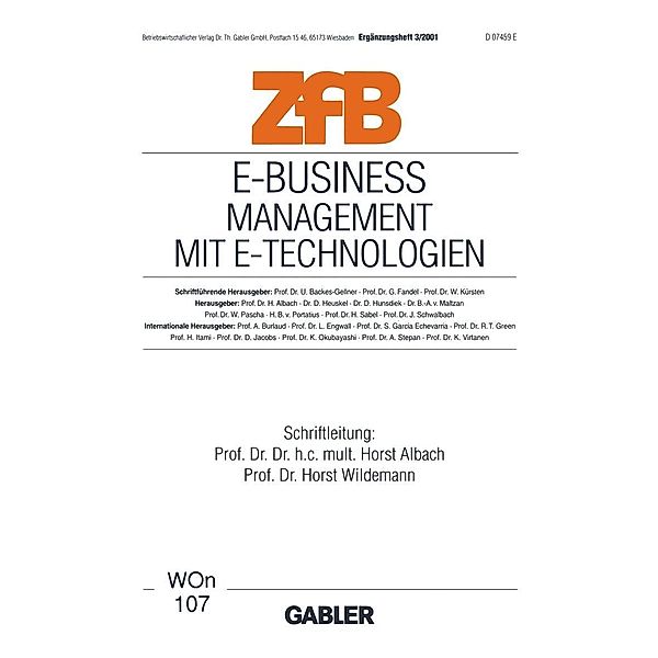 E-Business Management mit E-Technologien / ZfB Special Issue Bd.3