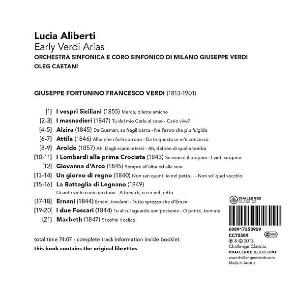 Early Verdi Arias, Lucia Aliberti