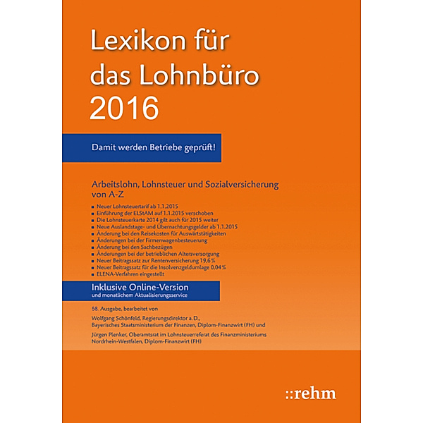Ebook, Lexikon für das Lohnbüro 2016, Wolfgang Schönfeld, Jürgen Plenker