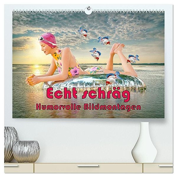 Echt schräg humorvolle Bildmontagen (hochwertiger Premium Wandkalender 2025 DIN A2 quer), Kunstdruck in Hochglanz, Calvendo, Liselotte Brunner-Klaus