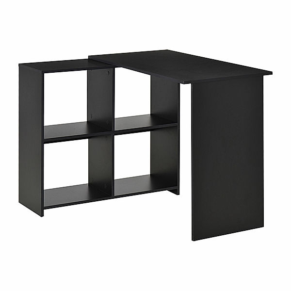 Eckschreibtisch Schreibtischtisch mit Regal (Farbe: schwarz)