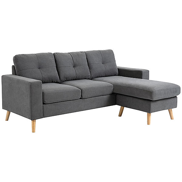 Ecksofa mit Sitzkissen grau (Farbe: dunkelgrau)