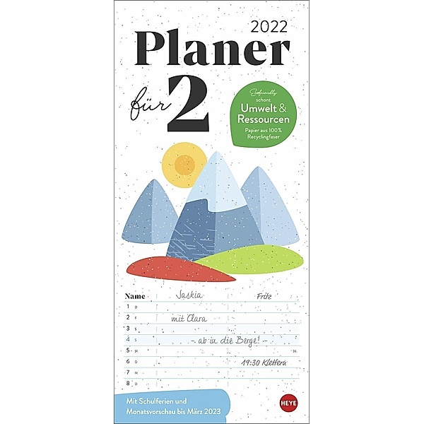 Ecofriendly Planer für zwei Kalender 2022