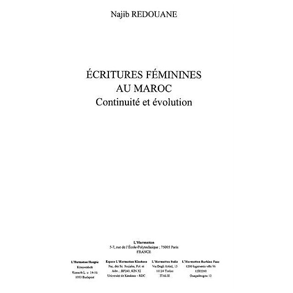 ecritures feminines au maroc / Hors-collection, Auque Hubert