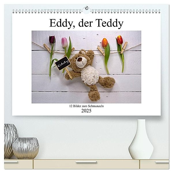Eddy, der Teddy - 12 Bilder zum Schmunzeln (hochwertiger Premium Wandkalender 2025 DIN A2 quer), Kunstdruck in Hochglanz, Calvendo, Immephotography