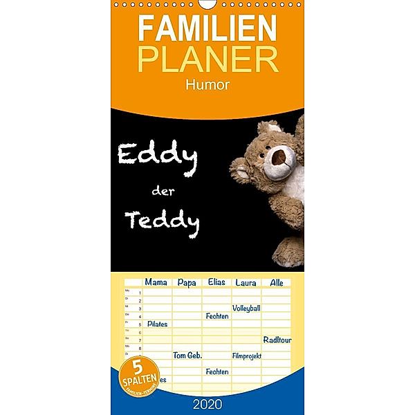 Eddy, der Teddy - Familienplaner hoch (Wandkalender 2020 , 21 cm x 45 cm, hoch)