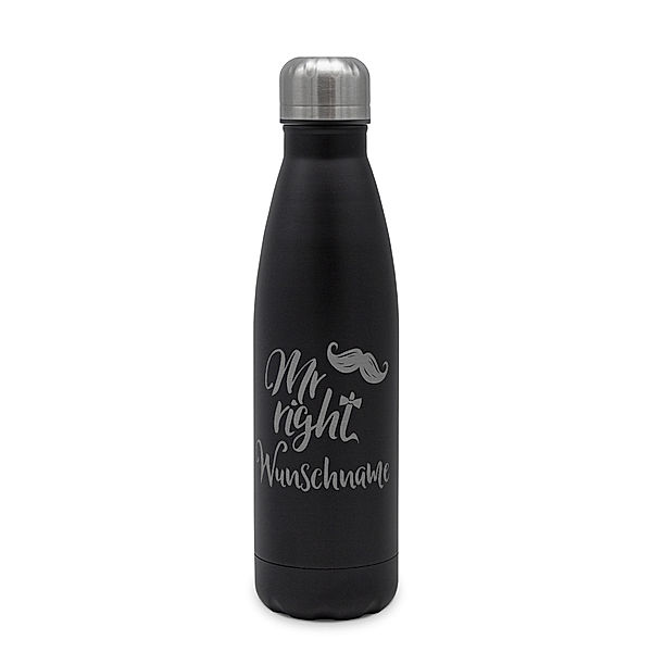 Edelstahl-Trinkflasche mit Namen, 500 ml, schwarz (Motiv: Mr. Right)