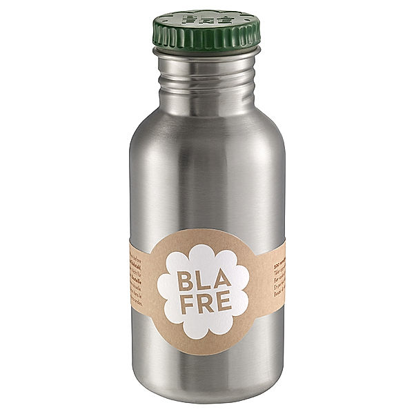 Blafre Edelstahl-Trinkflasche RETRO 0,5l in silber/dunkelgrün
