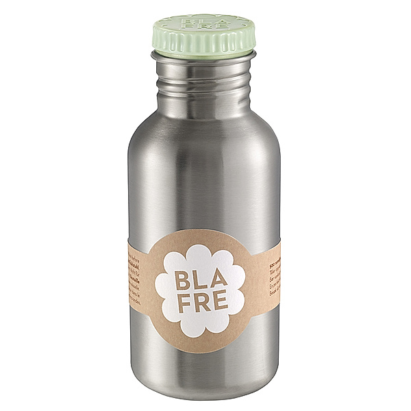 Blafre Edelstahl-Trinkflasche RETRO 0,5l in silber/hellgrün