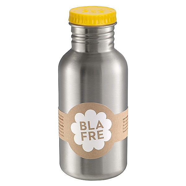 Blafre Edelstahl-Trinkflasche RETRO 0,5l in silber/gelb