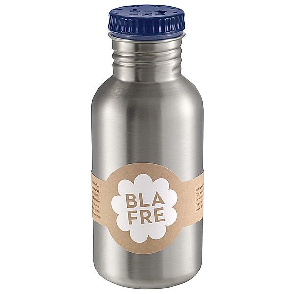Blafre Edelstahl-Trinkflasche RETRO 0,5l in silber/navy