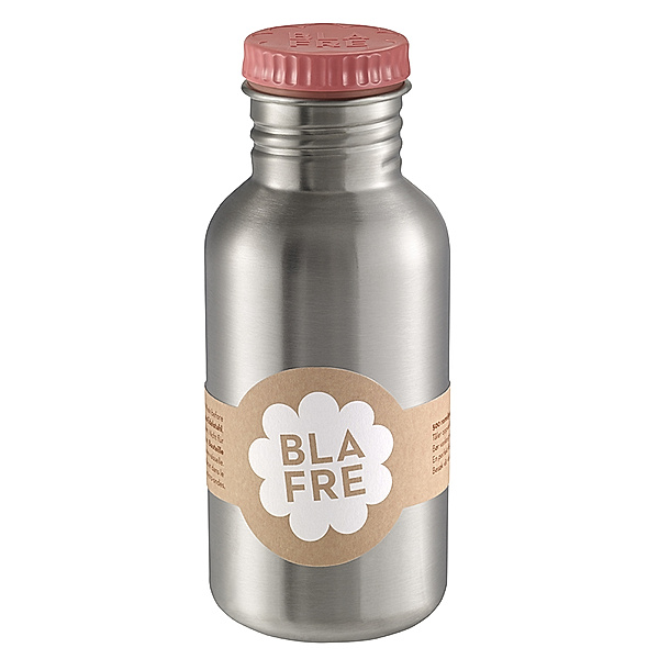 Blafre Edelstahl-Trinkflasche RETRO 0,5l in silber/rosa