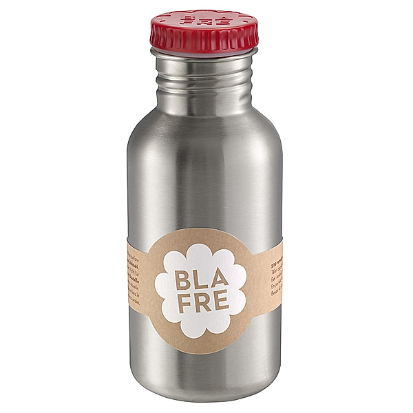 Blafre Edelstahl-Trinkflasche RETRO 0,5l in silber/rot
