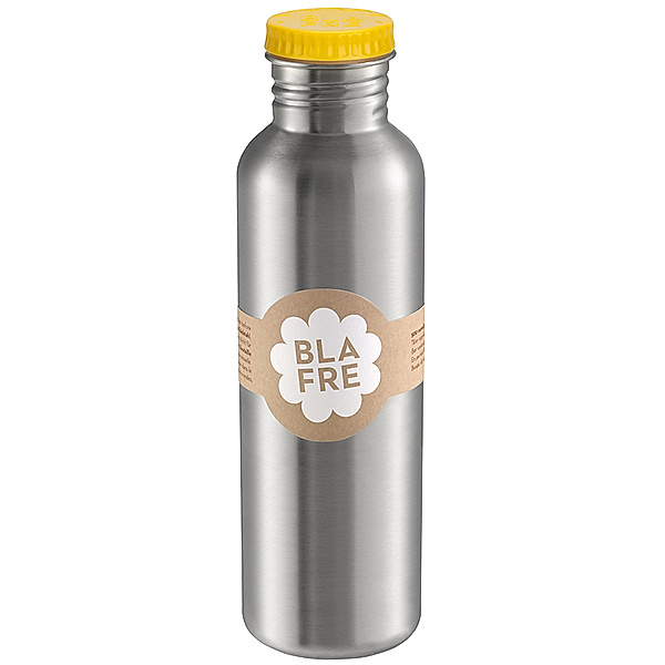 Blafre Edelstahl-Trinkflasche RETRO 0,75l in silber/gelb