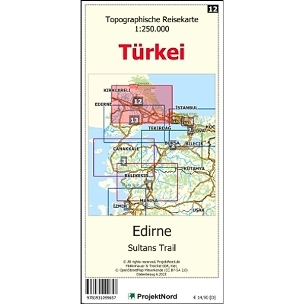 Edirne - Sultan´s Trail - Topographische Reisekarte 1:250.000 Türkei (Blatt 12), Jens Uwe Mollenhauer