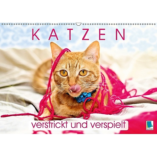 Edition lustige Tiere: Katzen - verstrickt und verspielt (Wandkalender 2018 DIN A2 quer), CALVENDO