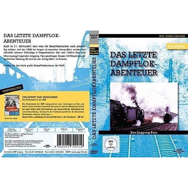 Edition Volldampf in Deutschland - Das letzte Dampflokabenteuer - Der Jingpeng-Pass (China),DVD