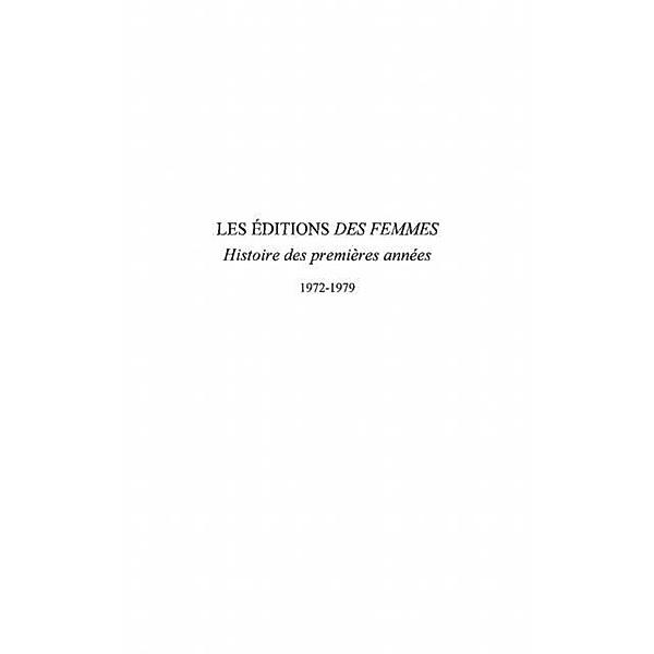 editions de femmes / Hors-collection, Pavard Bibia