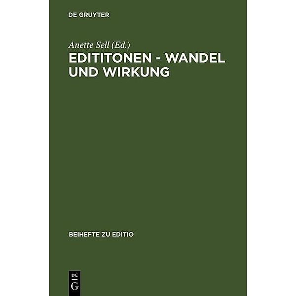Edititonen - Wandel und Wirkung / Beihefte zu editio Bd.25