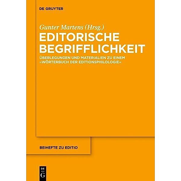 Editorische Begrifflichkeit / editio / Beihefte Bd.36