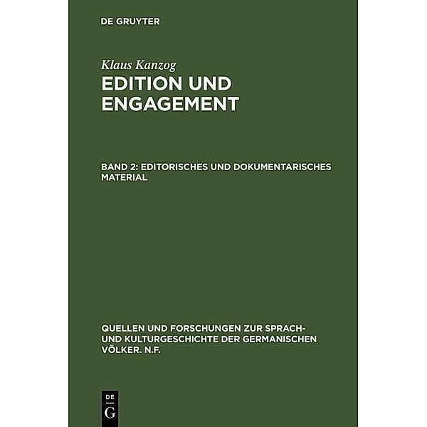 Editorisches und dokumentarisches Material / Quellen und Forschungen zur Sprach- und Kulturgeschichte der germanischen Völker. N.F. Bd.75, Klaus Kanzog
