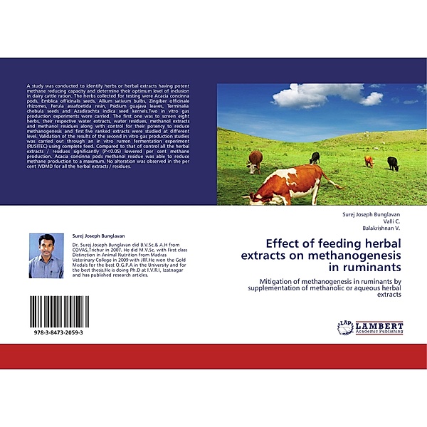 Effect of feeding herbal extracts on methanogenesis in ruminants, Surej Joseph Bunglavan, Valli C., Balakrishnan V.