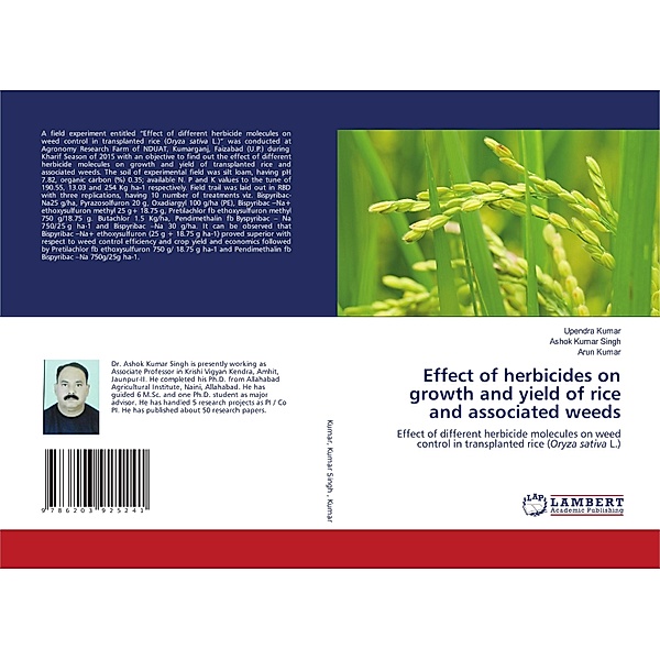 Effect of herbicides on growth and yield of rice and associated weeds, Upendra Kumar, Ashok Kumar Singh, Arun Kumar