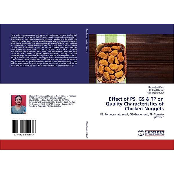 Effect of PS, GS & TP on Quality Characteristics of Chicken Nuggets, Simranjeet Kaur, Sunil Kumar, Ramandeep Kaur