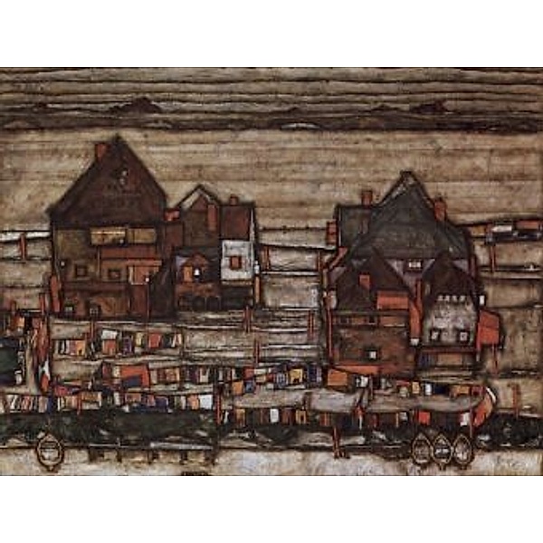Egon Schiele - Häuser mit Wäscheleinen oder Vorstadt - 500 Teile (Puzzle)
