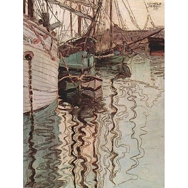 Egon Schiele - Segelschiffe im wellenbewegtem Wasser (Der Hafen von Triest) - 1.000 Teile (Puzzle)