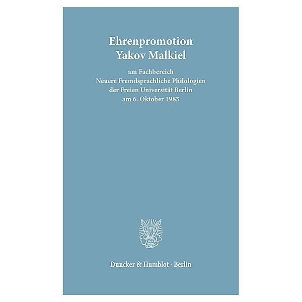 Ehrenpromotion Yakov Malkiel