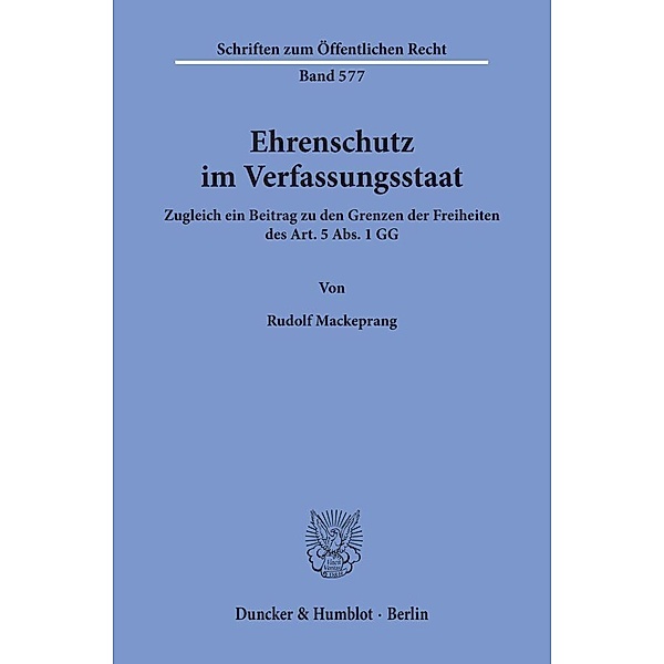 Ehrenschutz im Verfassungsstaat., Rudolf Mackeprang